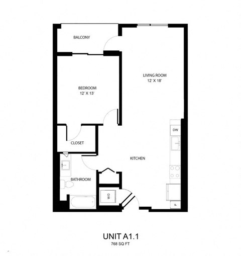 a floor plan of a unit with an open floor plan